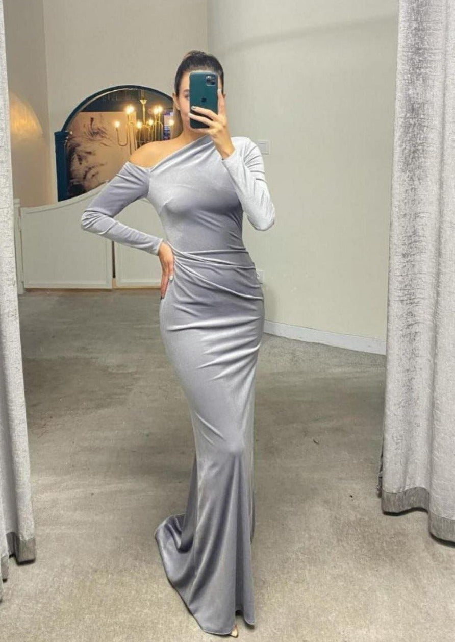 فستان كوري رمادي