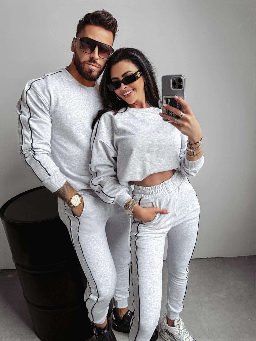 Gray Karyn Tracksuit Set For Him and Her