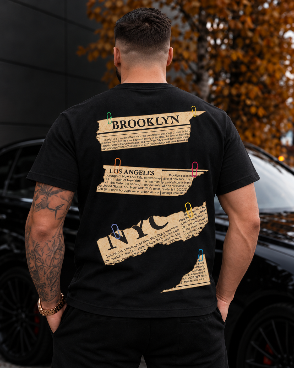 Tricou Barbati Brooklyn Newspaper Negru - Regular Fit