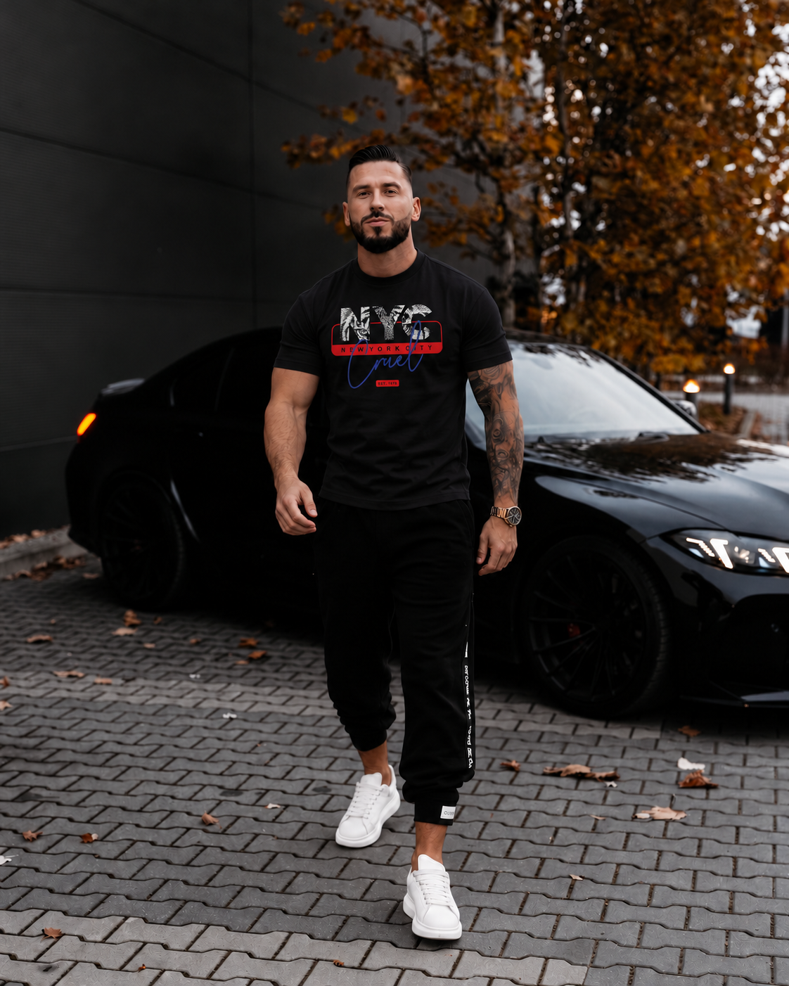 Tricou Barbati NYC Cruel Negru - Regular Fit
