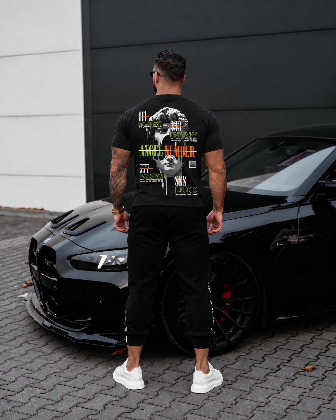 Tricou Barbati Angel Number Negru - Regular Fit