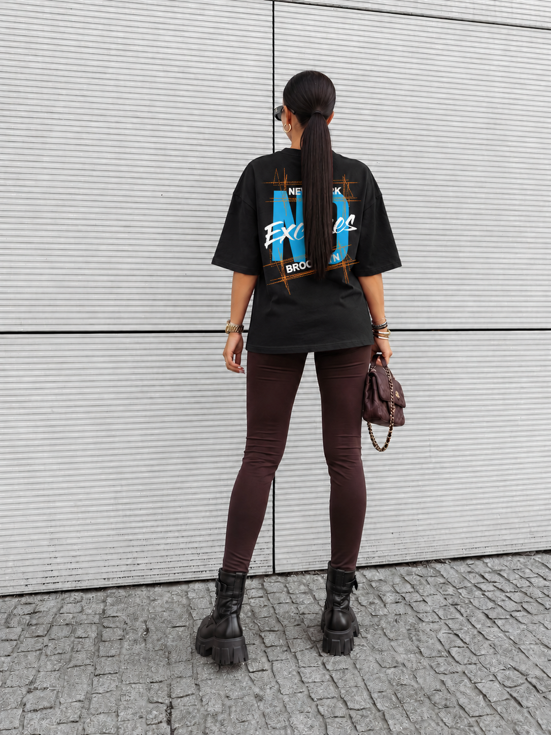 Tricou Dama No Excuses Negru - Oversize Fit