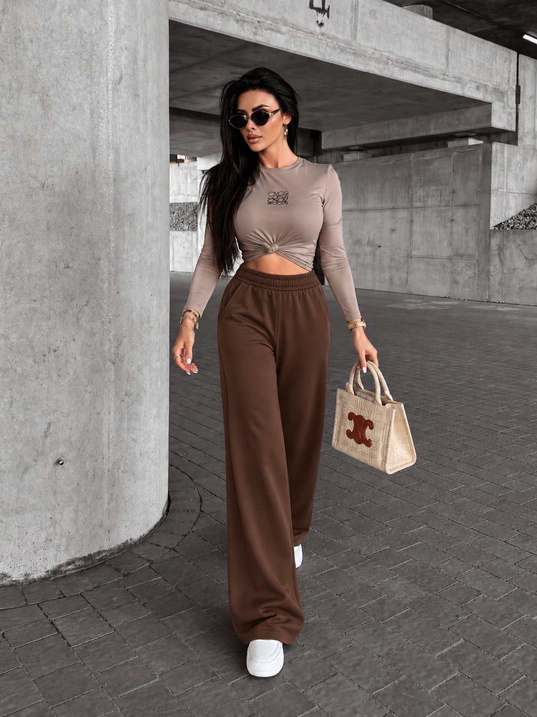 Pantaloni Dama Diana Wide-leg Maro