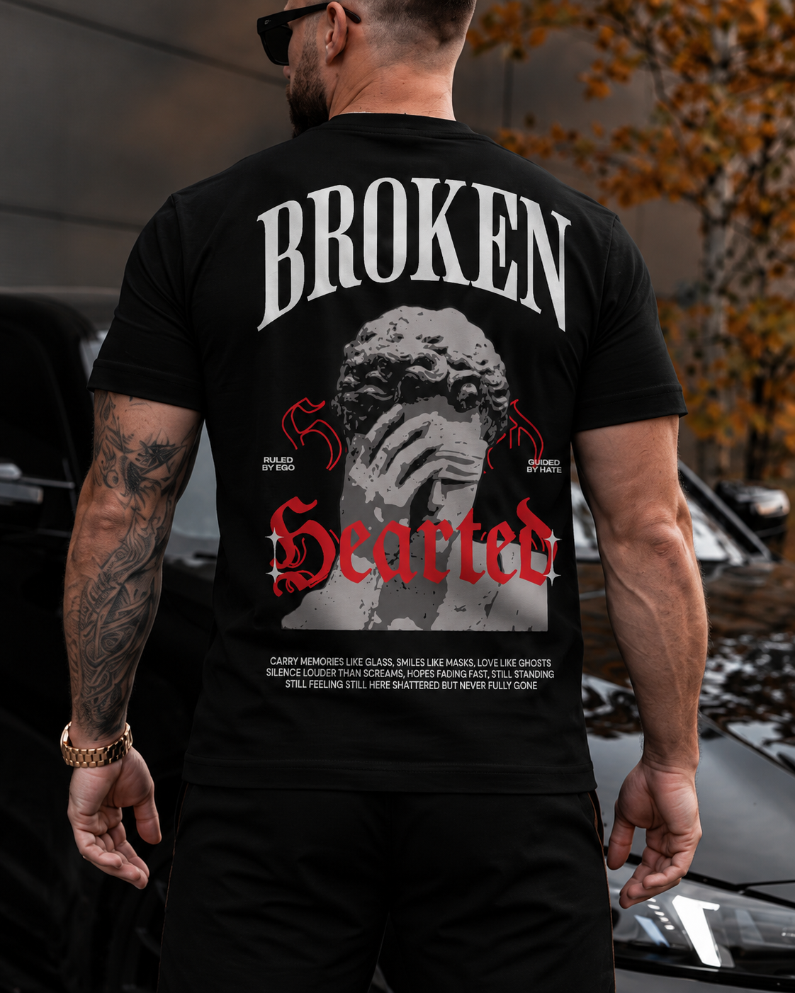 Tricou Barbati Broken Hearted Negru - Regular Fit