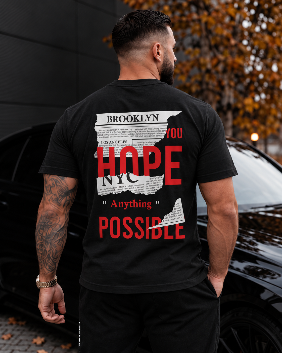 Tricou Barbati Brooklyn Hope Negru - Regular Fit
