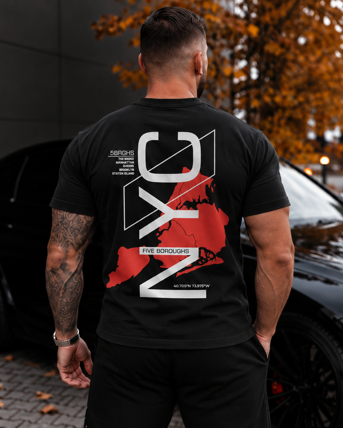 Tricou Barbati NYC Five Boroughs Negru - Regular Fit