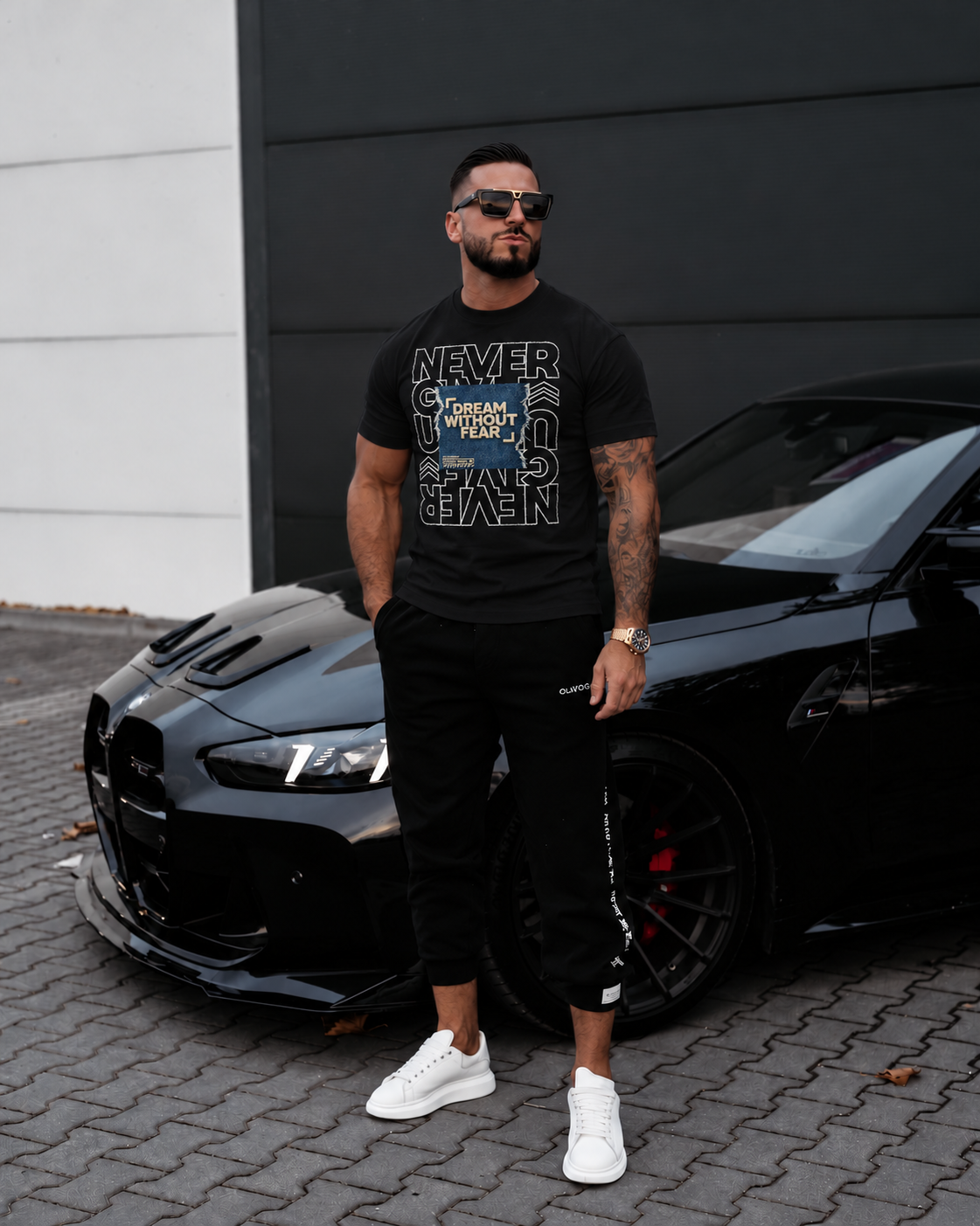 Tricou Barbati Dream Without Fear Negru - Regular Fit