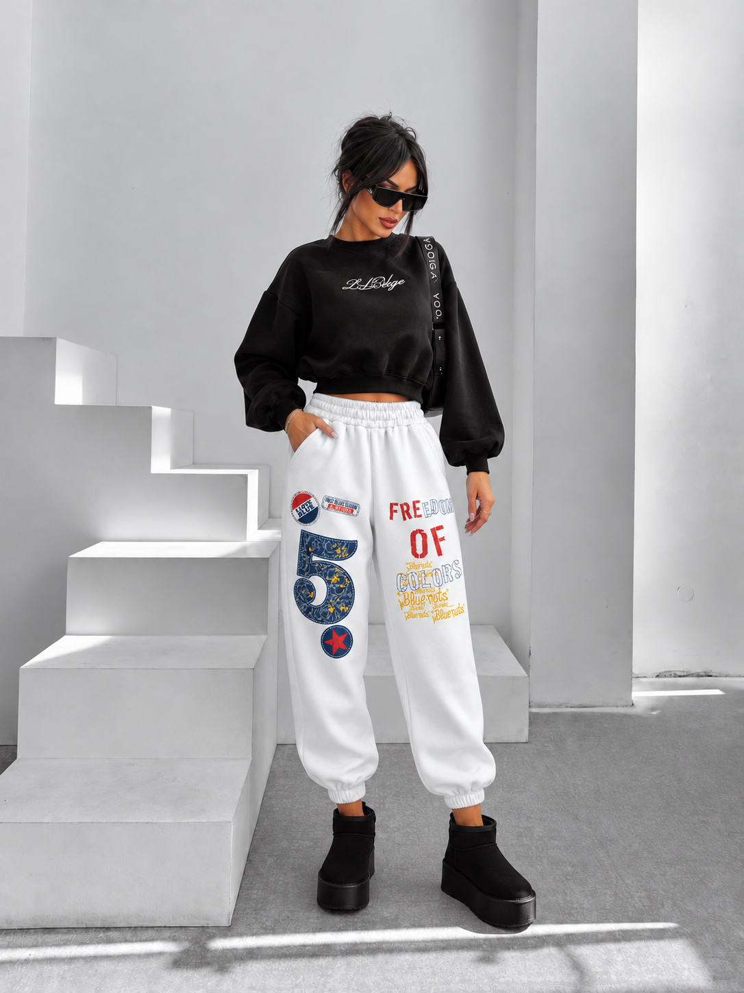 Pantaloni FREEDOM 5 Jogger Alb