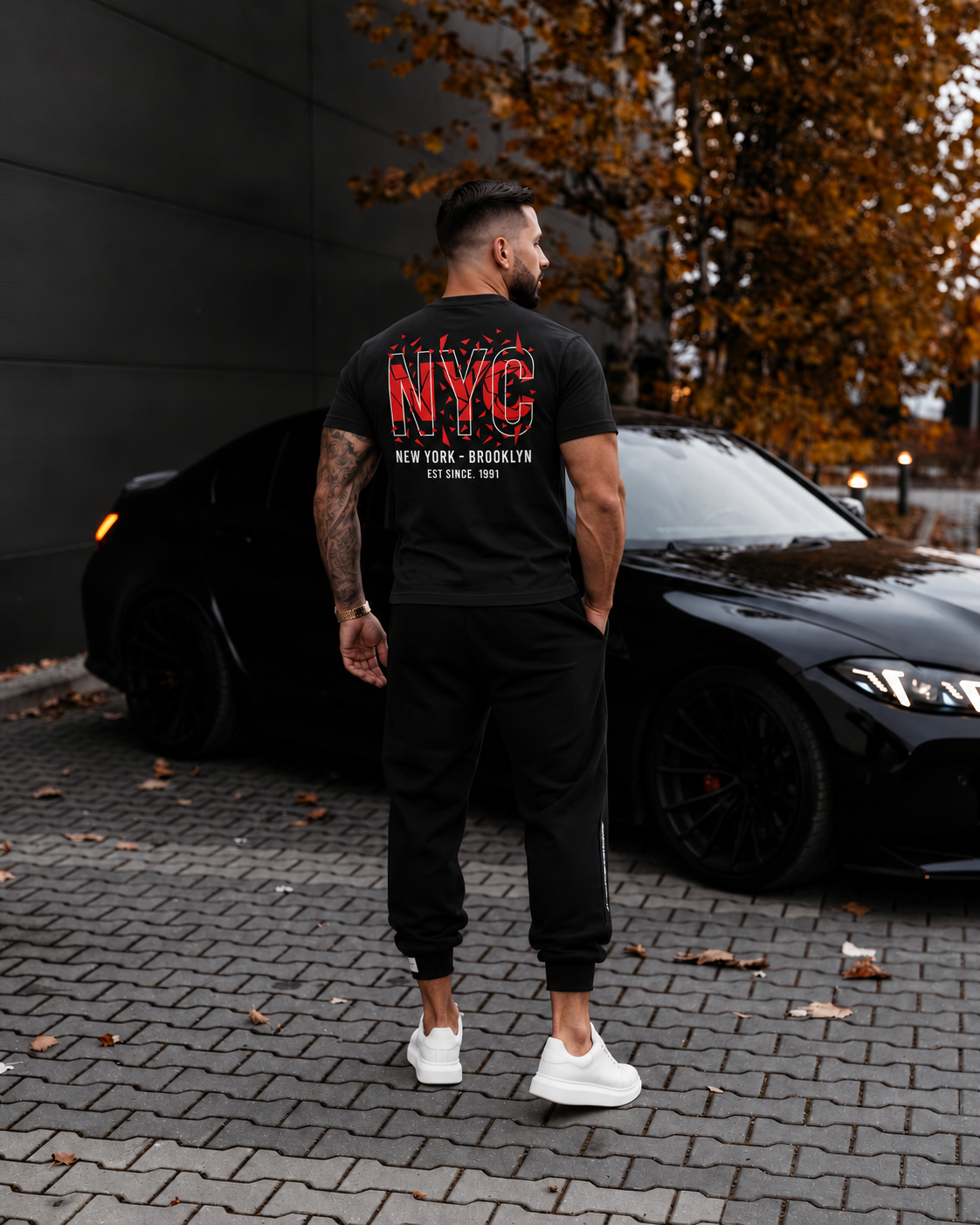 Tricou Barbati NYC Brooklyn Negru - Regular Fit