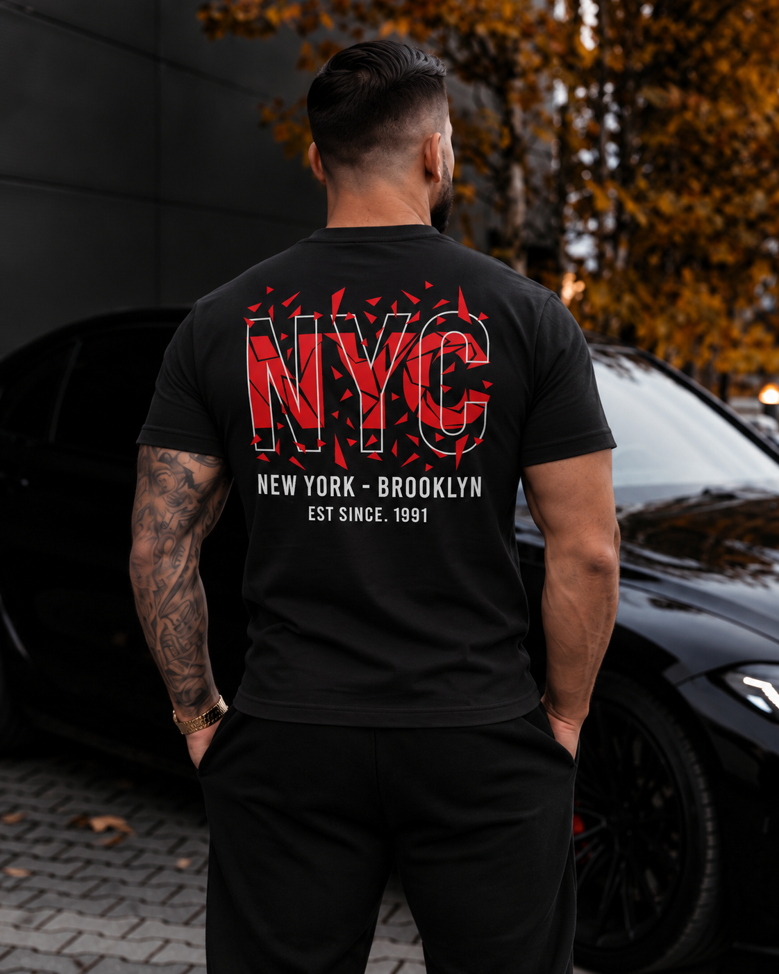 Tricou Barbati NYC Brooklyn Negru - Regular Fit