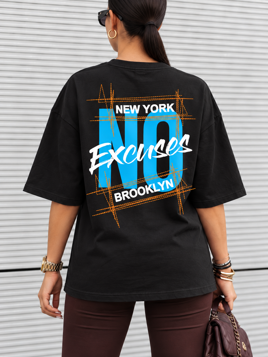 Tricou Dama No Excuses Negru - Oversize Fit