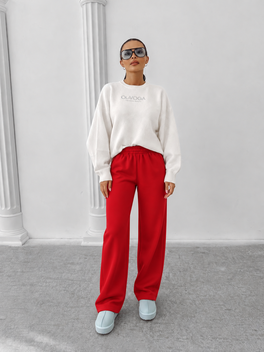 Pantaloni Miami FL Wide-leg Rosu