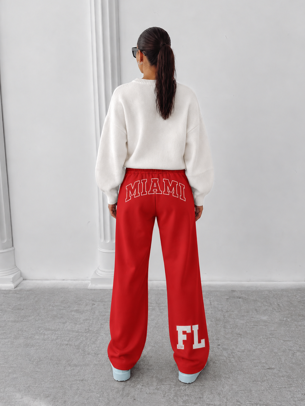 Pantaloni Miami FL Wide-leg Rosu