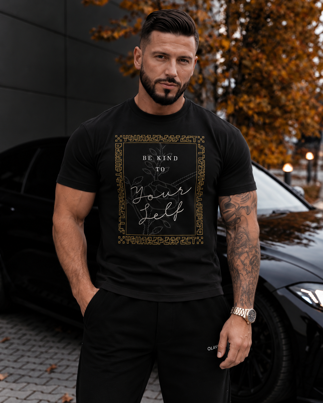Tricou Barbati Be Kind To Yourself Negru - Regular Fit