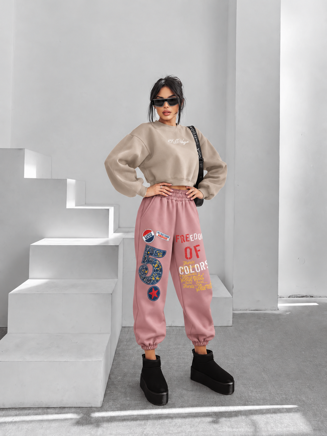 Pantaloni FREEDOM 5 Jogger Roz Prafuit