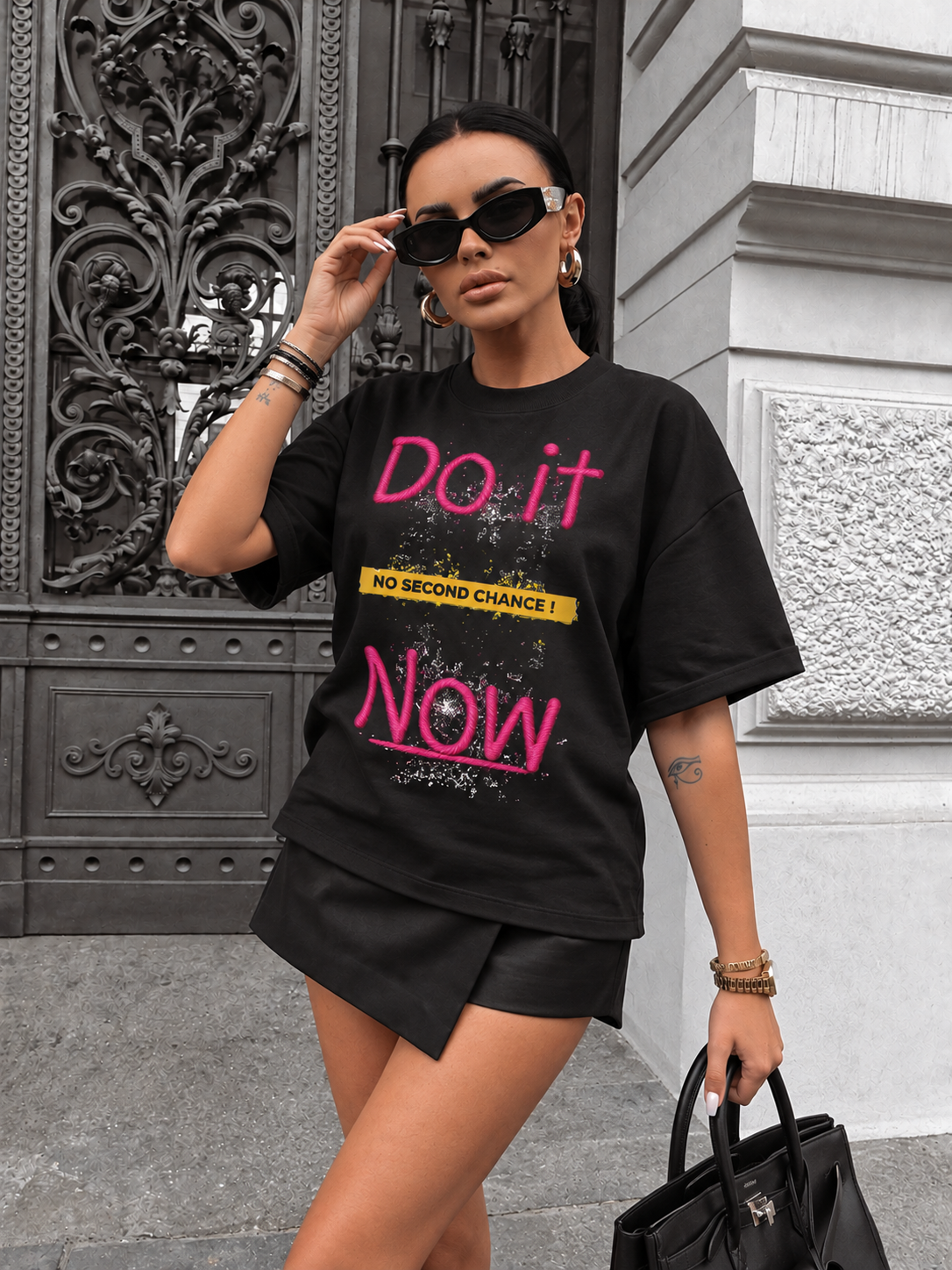 Tricou Dama Do It Now Negru - Oversize Fit