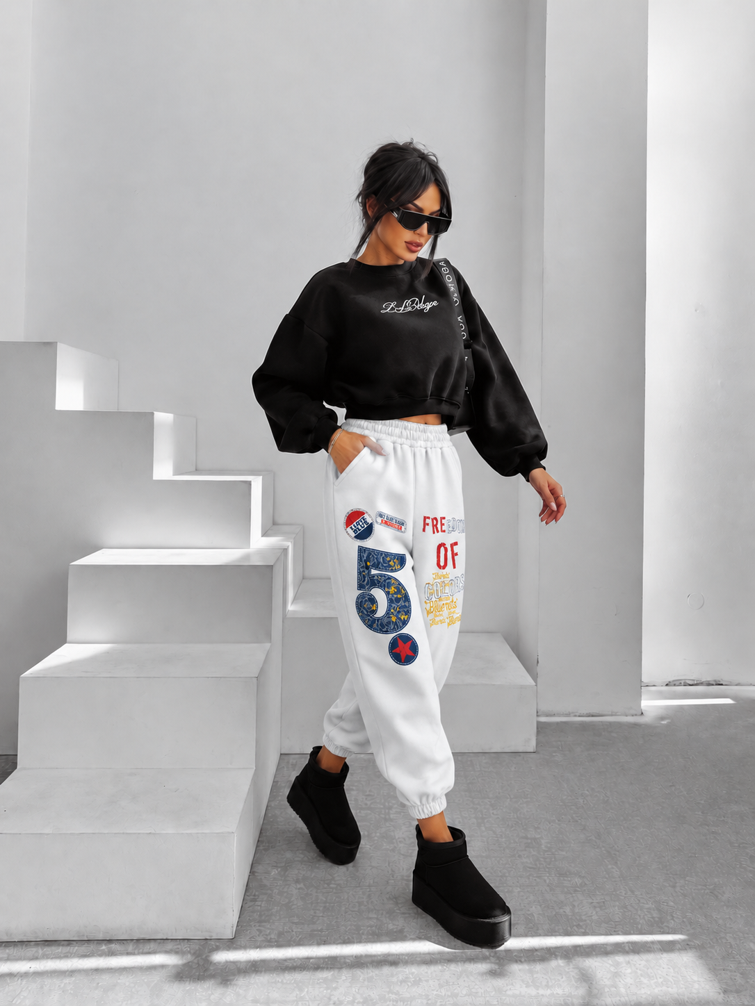 Pantaloni FREEDOM 5 Jogger Alb