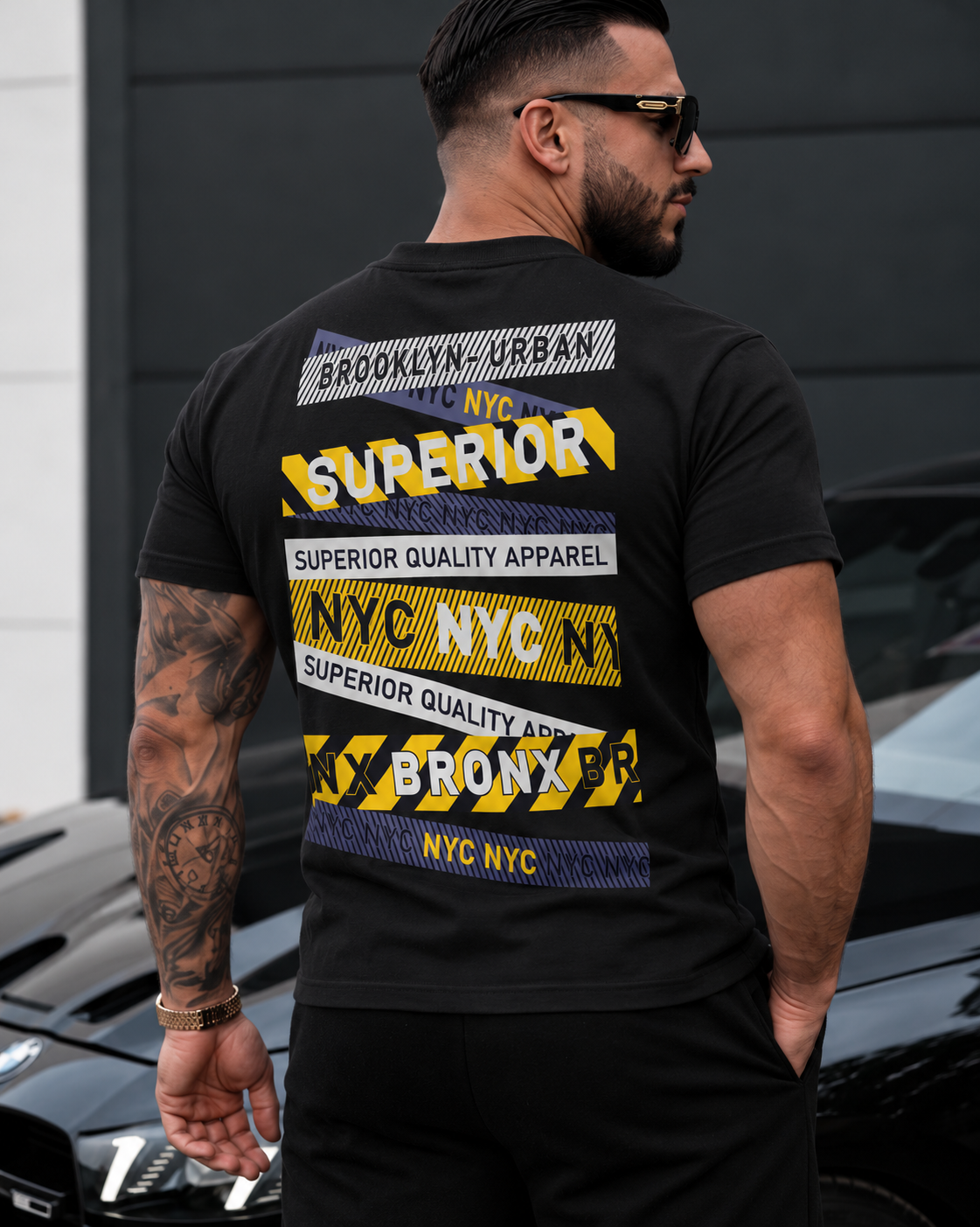 Tricou Barbati Superior NYC Negru - Regular Fit