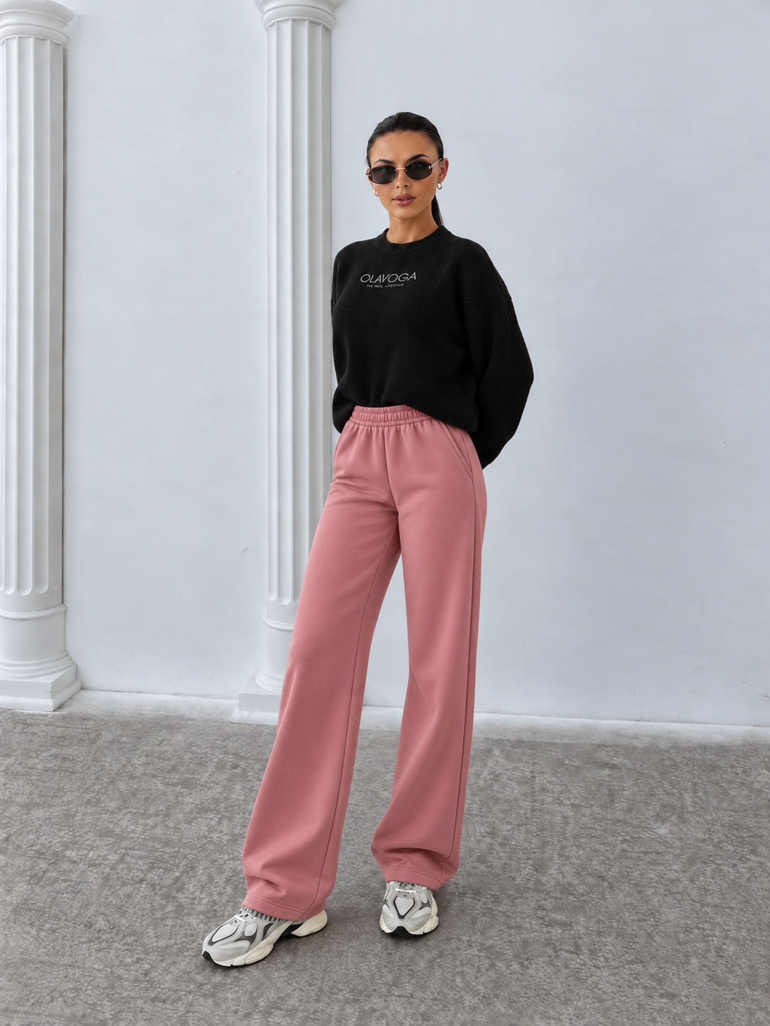 Pantaloni Miami FL Wide-leg Roz Prafuit