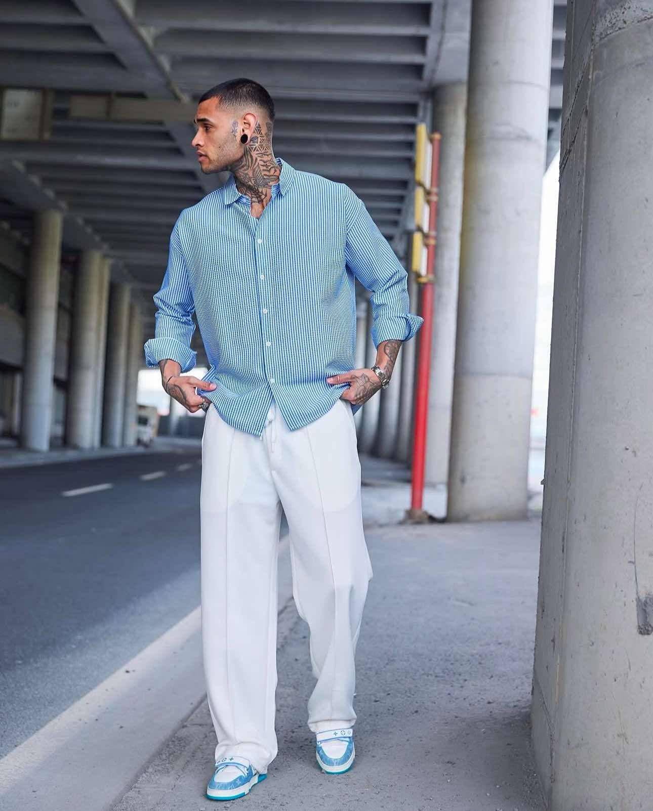 Set Vagos Bleu cu Alb