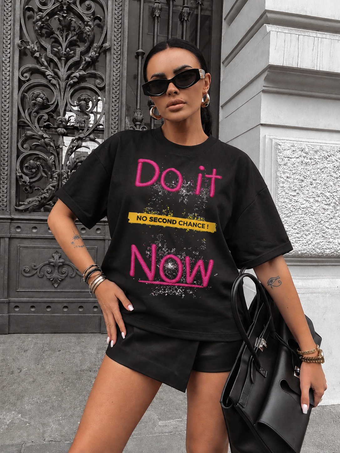 Tricou Dama Do It Now Negru - Oversize Fit