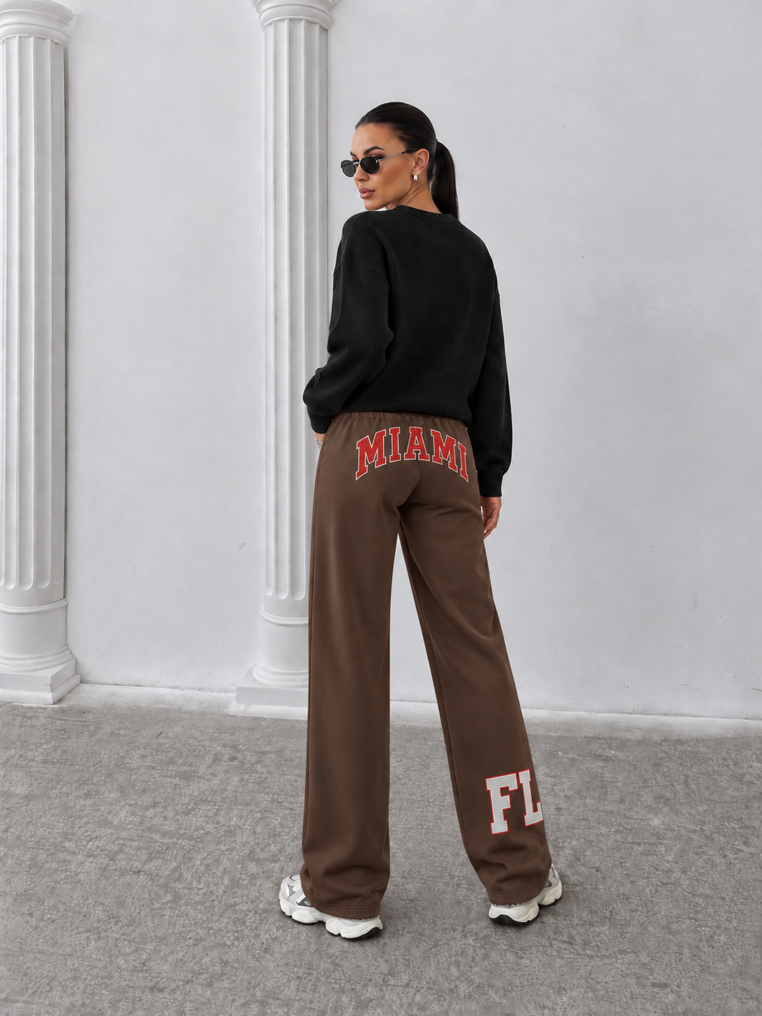 Pantaloni Miami FL Wide-leg Maro