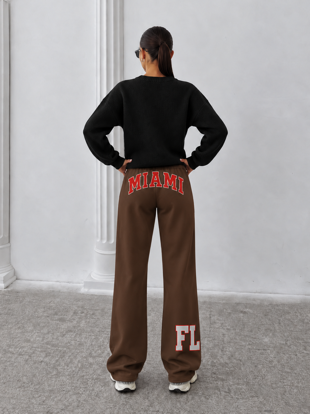 Pantaloni Miami FL Wide-leg Maro