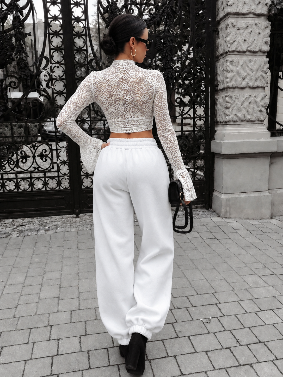 Pantaloni NeverGiveUp Jogger Alb