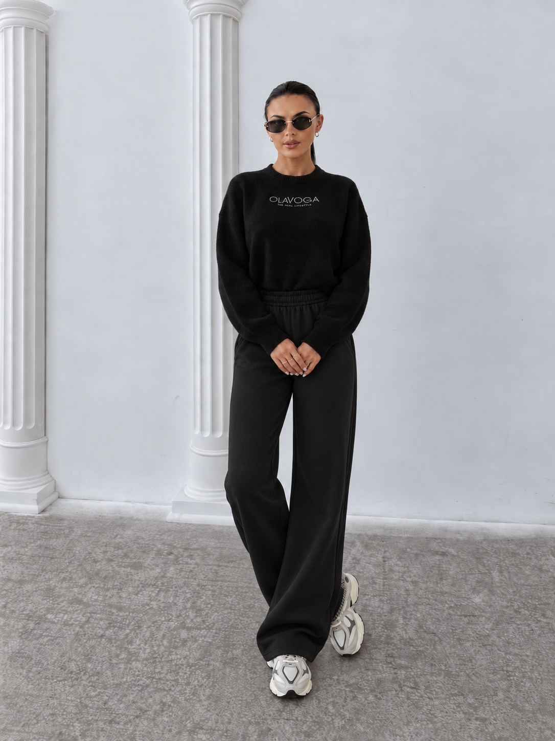 Pantaloni Miami FL Wide-leg Negru