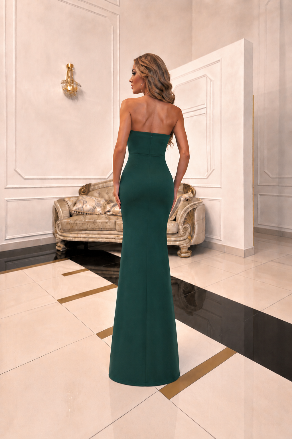 Rochie Sarina Verde Inchis Cu Rosu